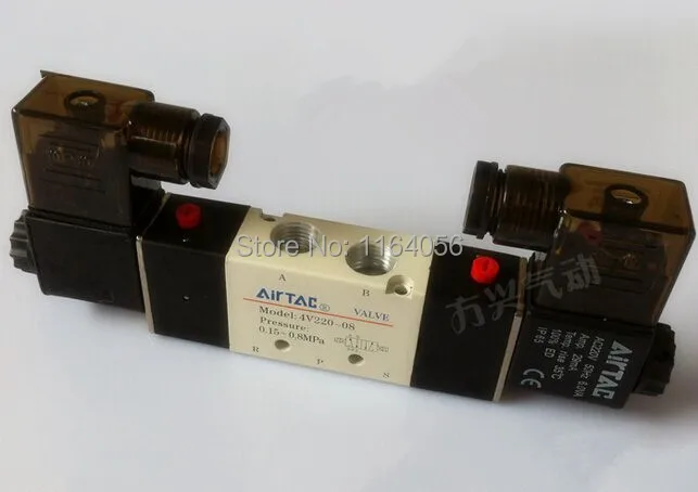 

1x 4V220-08 5Ports2Position Double Solenoid Pneumatic Air Valve 1/4" BSPT 220VAC