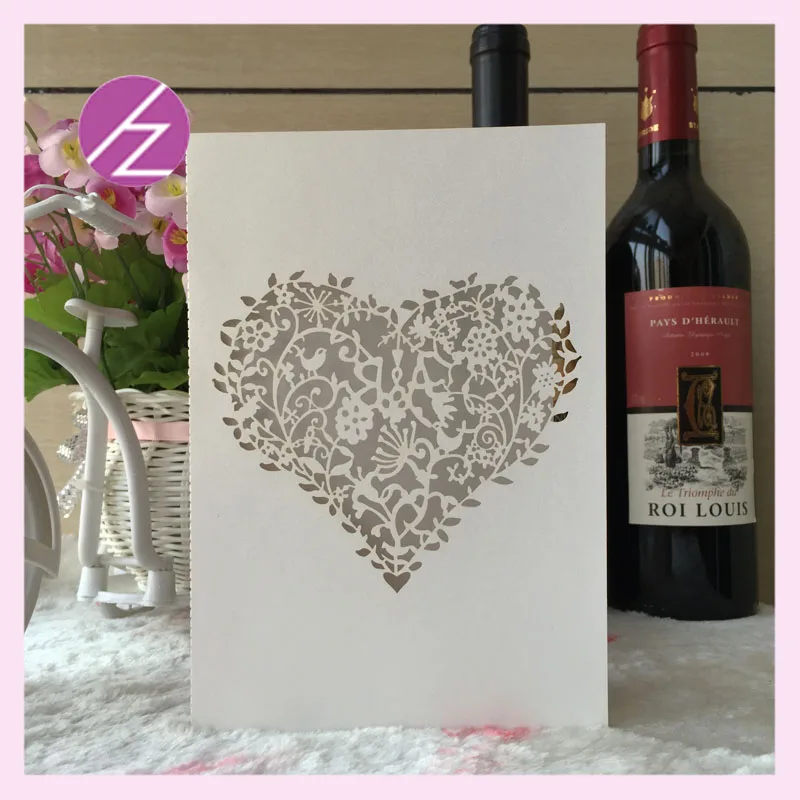 Free Shipping 30pcs/lot Heart Shaped Laser Cut Wedding Invitation Card with 21 various colors for your choose greeting cards | Дом и сад