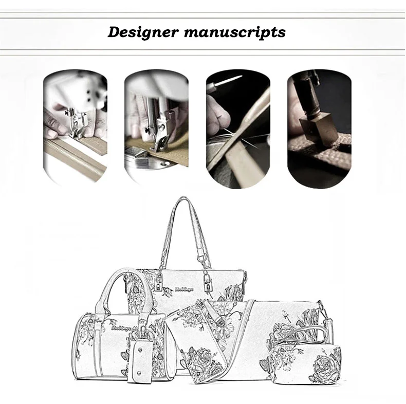 MIWIND New Women Handbag PU Leather Female Bags Fashion Shoulder Bag High Quality 6-Piece Set Designer Brand Bolsa Feminina