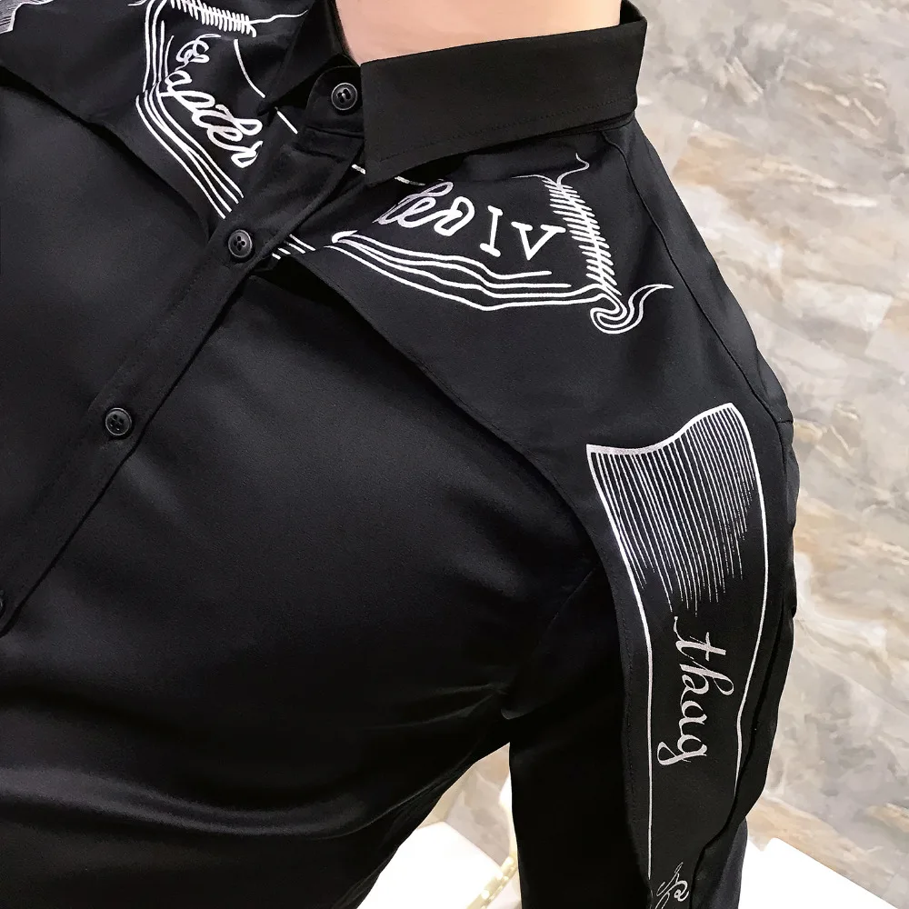 Мужская Повседневная рубашка с коротким рукавом белая приталенная смокинг