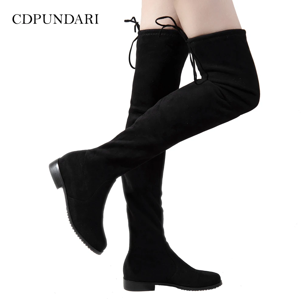 

Low Heels Over The Knee Boots Women Thigh High Boots Ladies Autumn Winter Long Boots Shoes Cuissardes Sexy Talons Hauts Hautes