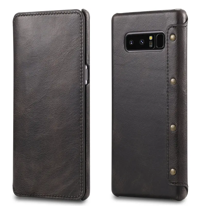 Чехол бумажник из натуральной бычьей кожи для Samsung Galaxy Note 9 Ретро книжка 8