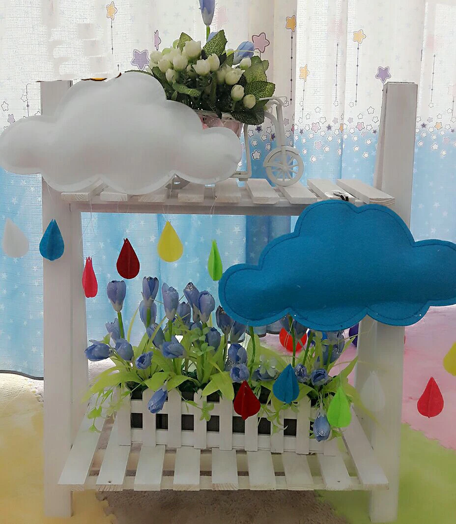 Kids's Educational Puzzle Play Toy Handmade Non-woven Clouds Raindrop Children Tent Bed Hanging Decortion Accessories 2021 | Игрушки и