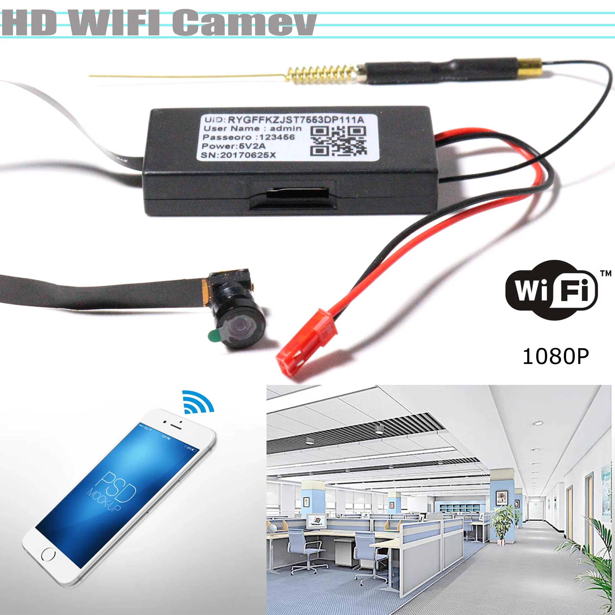Широкоугольный объектив беспроводной WiFi IP мини камера системы скрытого