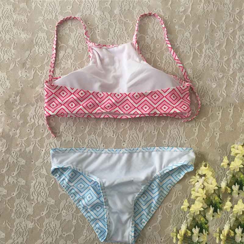 2019 печати бикини Установить Холтер с высоким вырезом комплект Цветочный