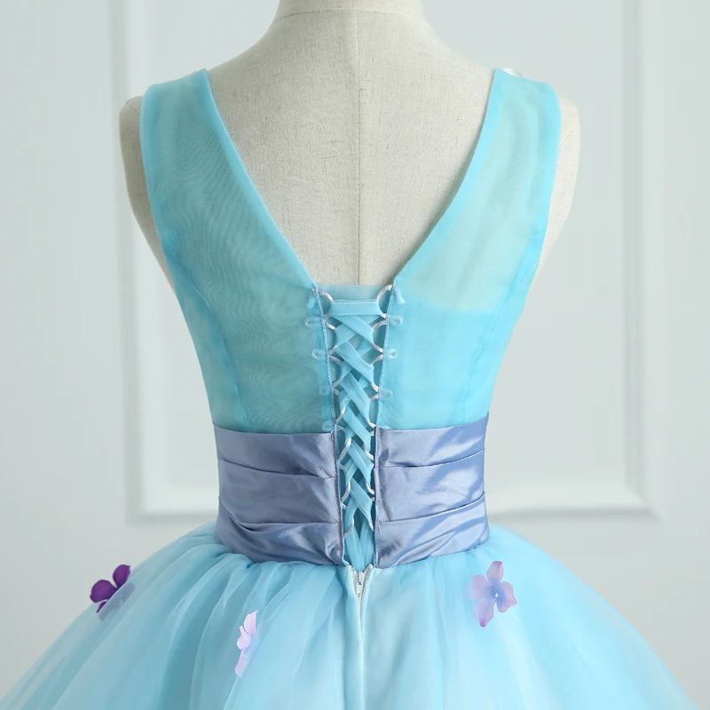 Quinceanera платья Роскошные милые цветы 3 цвета вечерние бальные с v образным