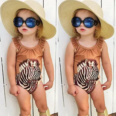 Kids Baby Girls zebra One-Piece Suits 2017 Monokini Bikini Swimwear Swimsuit Bathing Suit Beachwear Romper | Спорт и развлечения