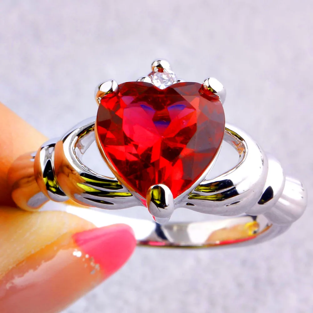 JROSE оптовая продажа Claddagh любовь стиль красный и белый CZ модные ювелирные изделия