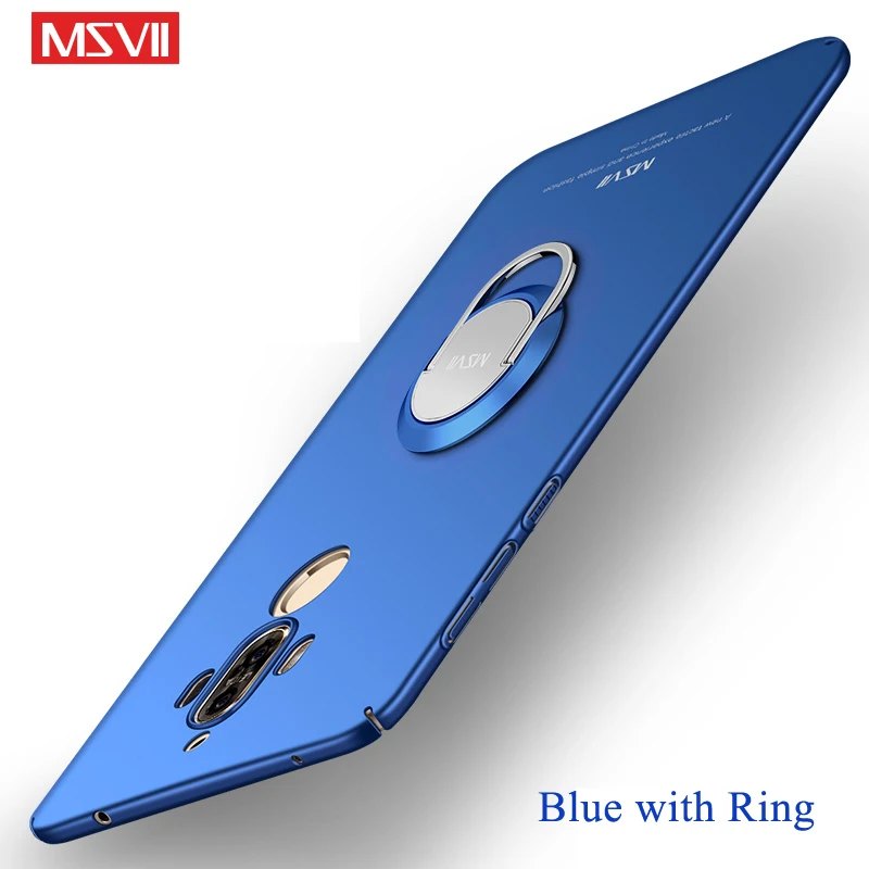 Blue with Ring Чехол для Huawei Mate 9 Pro Чехол MSVII палец кольцо тонкий компьютер матовый Coque чехол для Huawei Mate 9 держатель чехол для Huawei Mate 9 Pro - Цвет: Blue with Ring