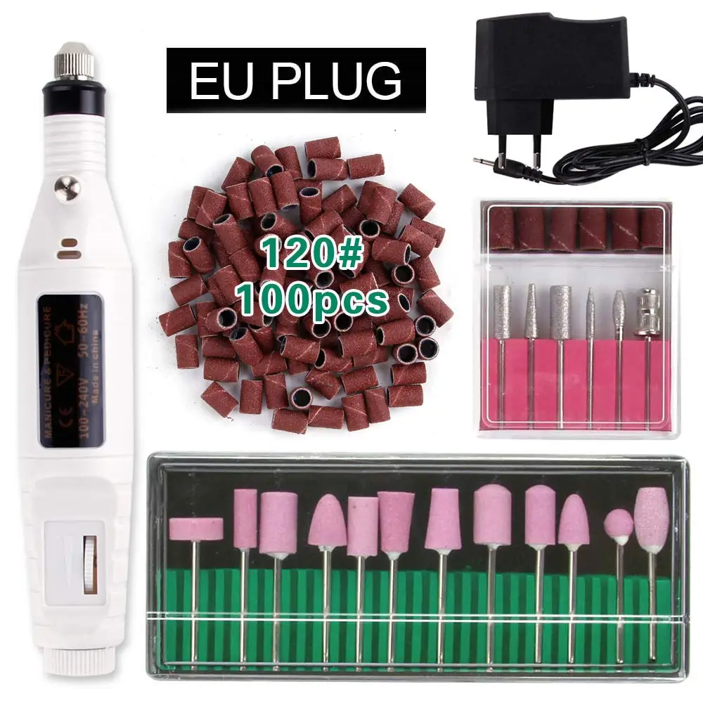 WH Set D 120 EU Plug Электрический маникюрный набор шлифовальный станок Маникюр Педикюр фрезерный станок для удаления лака Керамический Резак кутикулы резцы аппарат - Цвет: WH Set D 120 EU Plug