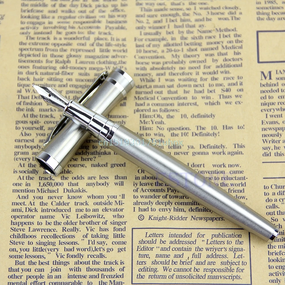 

Classic Student Stainless Steel Metal Silver Medium Nib Fountain Pen