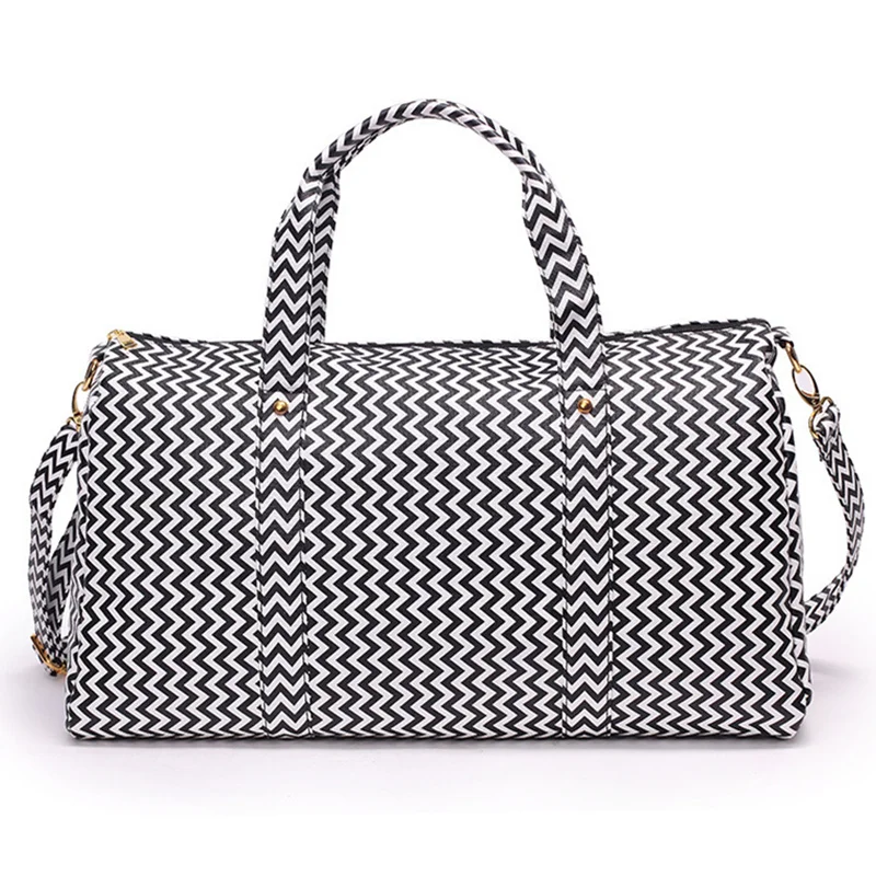 Fashion Carry On Luggage Travel Bags Women Large Capacity PVC Waterproof Duffel Bag Striped Weekend Holdall Travelling Handbag | Багаж и