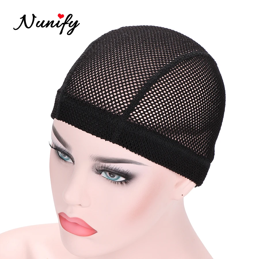 Top Nunify 6Pcs 12Pcs Wholesale Big Hole Breathable Wig Caps For Making Wigs Black Braided Dome Cap Wig Accessories For Crochet