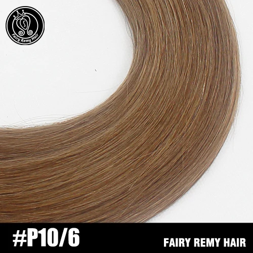 P10-6 Фея remy волосы 2" Remy Кератиновый плоский кончик человеческие волосы для наращивания блонд цвет прямые капсулы Предварительно Связанные волосы для наращивания натуральный - Цвет: P10-6