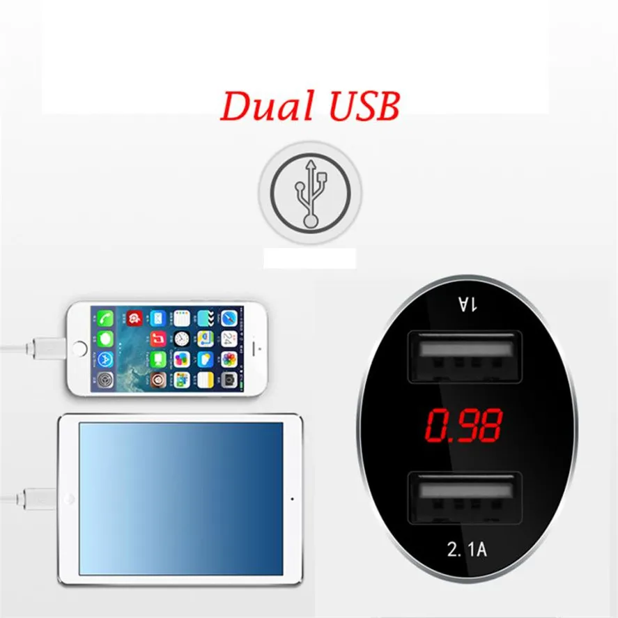 Новое автомобильное зарядное устройство с двумя usb портами 1 шт. 2 порта ЖК дисплей