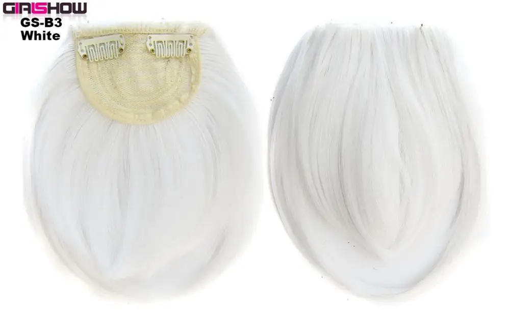 B3 Color White Синтетические волосы на заколках, жаростойкие, аккуратные, спереди, с бахромой, для наращивания волос, 30 г, доступно 35 цветов, 1 шт - Цвет: B3 Color White