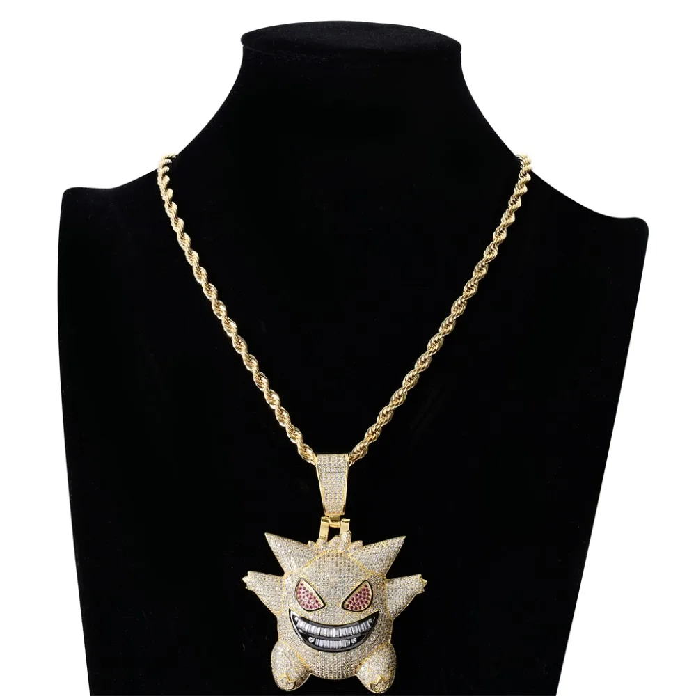 

TOPHIPHOP Pokemon Pendant Ice Out Micropav Zircon Copper Necklace Glittering Jewelry Gifts Men's Women's Gifts