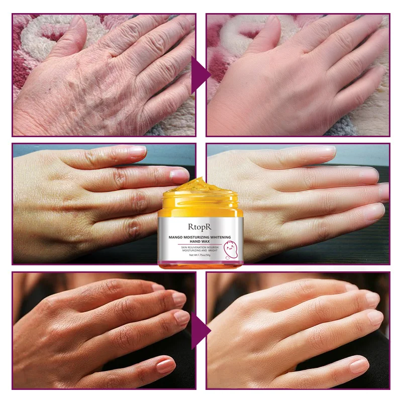 RtopR Mango Moisturizing Hand Wax Whitening Skin Mask Repair Exfoliating Calluses Film Anti-Aging Cream 50g TSLM1 |