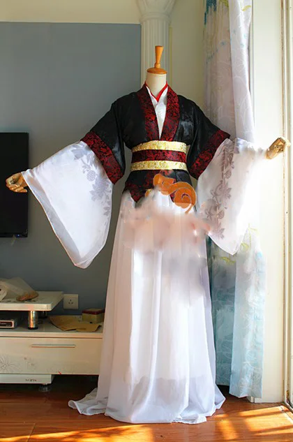 Завоевывает мир на лошади Ce Ma Tian Xia белый черный мужской костюм Hanfu Cos Zhou Yu три