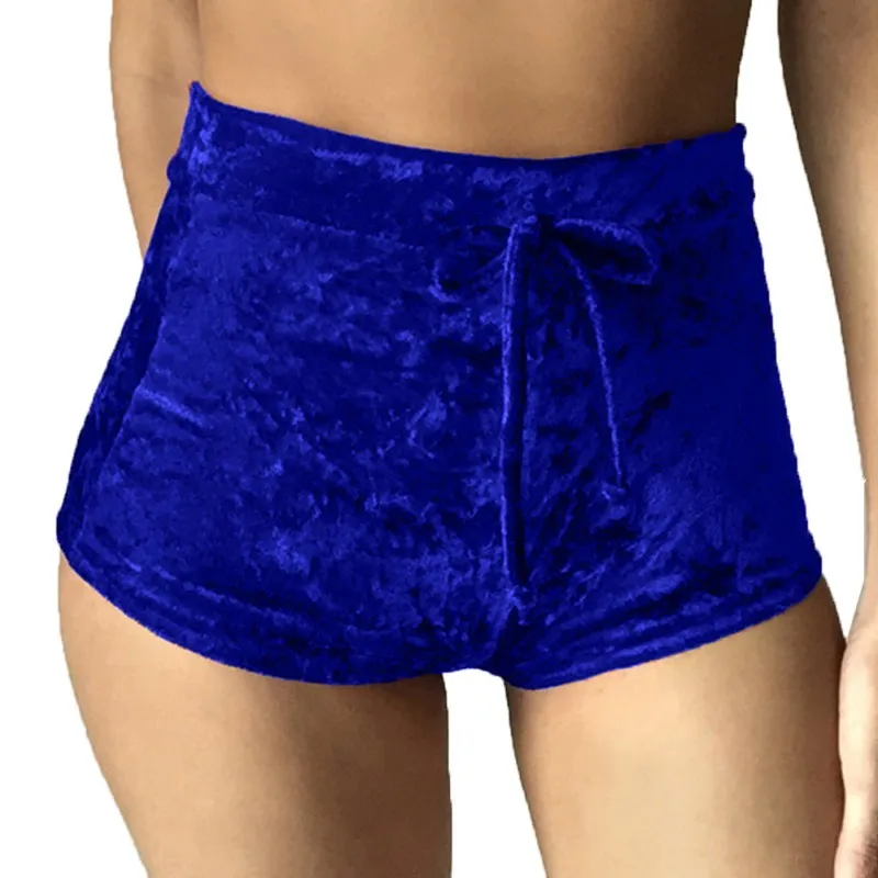 

Spring Autumn Women Velvet Drawstring Cashmere shorts sexy skinny booty shorts casual high waist solid short Y9