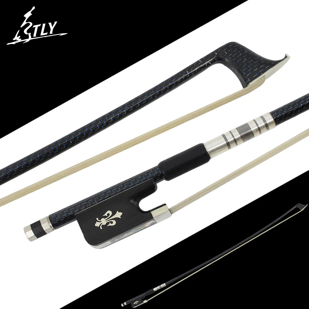 Factory Store Grid Carbon Fiber Full Size Cello Bow Orchid Carved Ebony Frog w/ Colored Shell White Horsehair 4 Colors