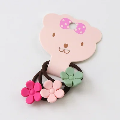 2 3Pcs/Set Good Quality Candy Colors Cartoon Acrylic Girls Elastic Rubber Bands Cute Hair Bands Ponytail Holder Hair Accessories - Цвет: 2