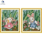 Joy Sunday милый кролик, рассчитан на ткань DMC 14CT 11CT наборы для вышивки крестом, наборы для вышивки домашний декор