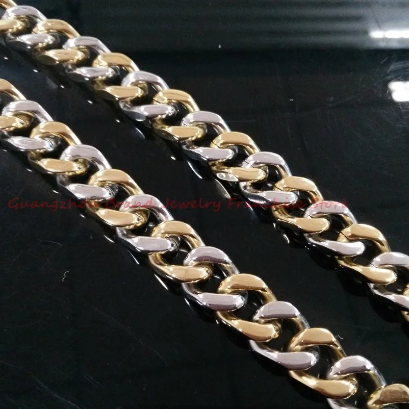 

New Fashion 316L Stainless Steel Silver Gold Color Curb Cuban Chain Necklace For Mens Hip Hop Jewelry Wholesale Retail