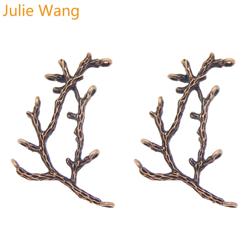 Julie Wang 5 шт. красные медные украшения мини ветви Форма Подвеска ручной работы