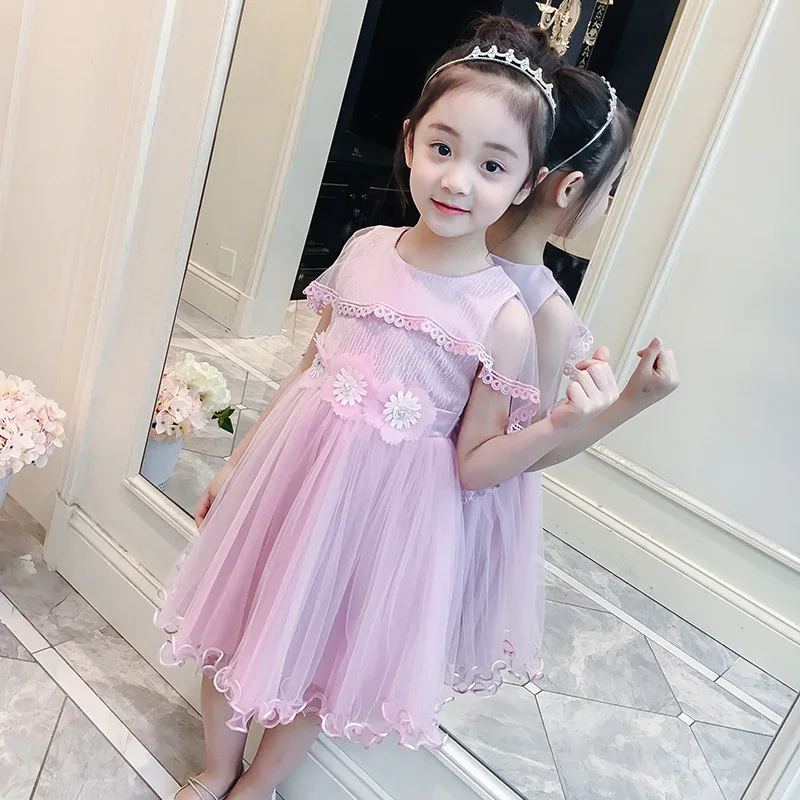 Girls Dress 2018 New Summer Cute Solid Lace Short Sleeve Clothes Princess Children Baby | Детская одежда и обувь