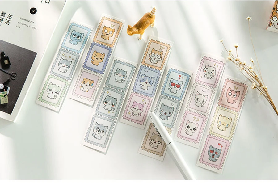 30 шт./кор. Кот Экспрессия студентов крафт бумага Stationery канцелярские Kawaii мультфильм закладки для офиса школьные канцелярские принадлежности