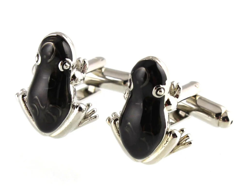 Мужские Запонки Sunnylink черные и Серебристые запонки 3D в виде лягушки для рубашки