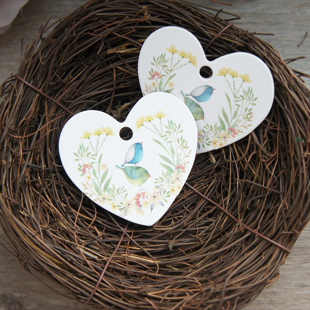 Sing bird friend flower 50 шт. бумажные этикетки в форме сердца декор для упаковки бирки