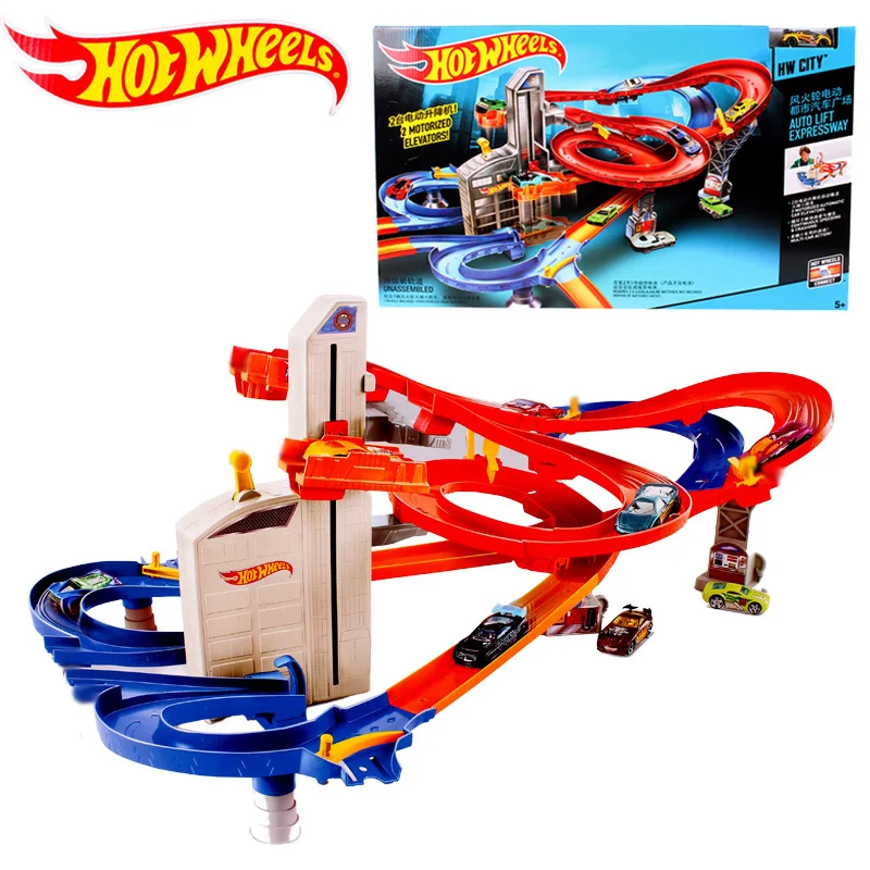 Hot Wheels Трек Электрический городской автомобиль квадратный автоподъемник скоростная автоскоростная модель машины Hotwheels Voiture автомобильные игрушки для детей подарок на день рождения CDR08