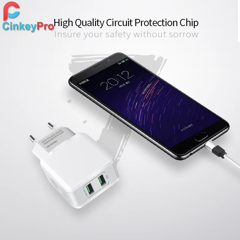 CinkeyPro USB Зарядное устройство для iPhone 5 6 7 iPad samsung 2 Порты В/2.5A стены адаптер ЕС разъем