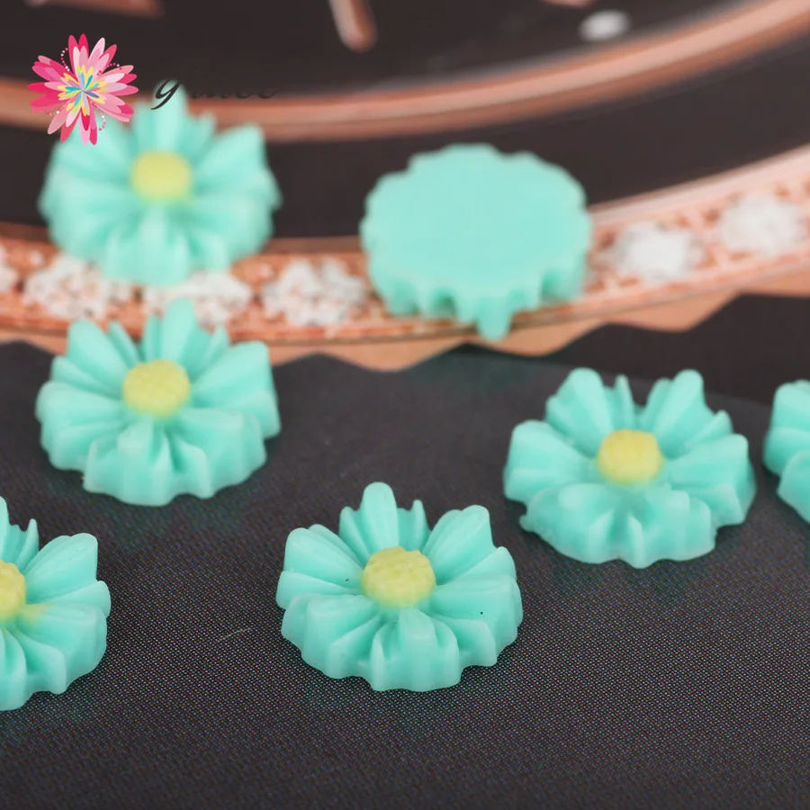 50 шт./лот маленький 3d дизайн ногтей Маргаритка Подсолнух Акриловая Смола Flatback