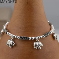 real 925 silver elephant charm bracelet 19cm chain vintage 100 original s925 thai silver bracelets for women jewelry