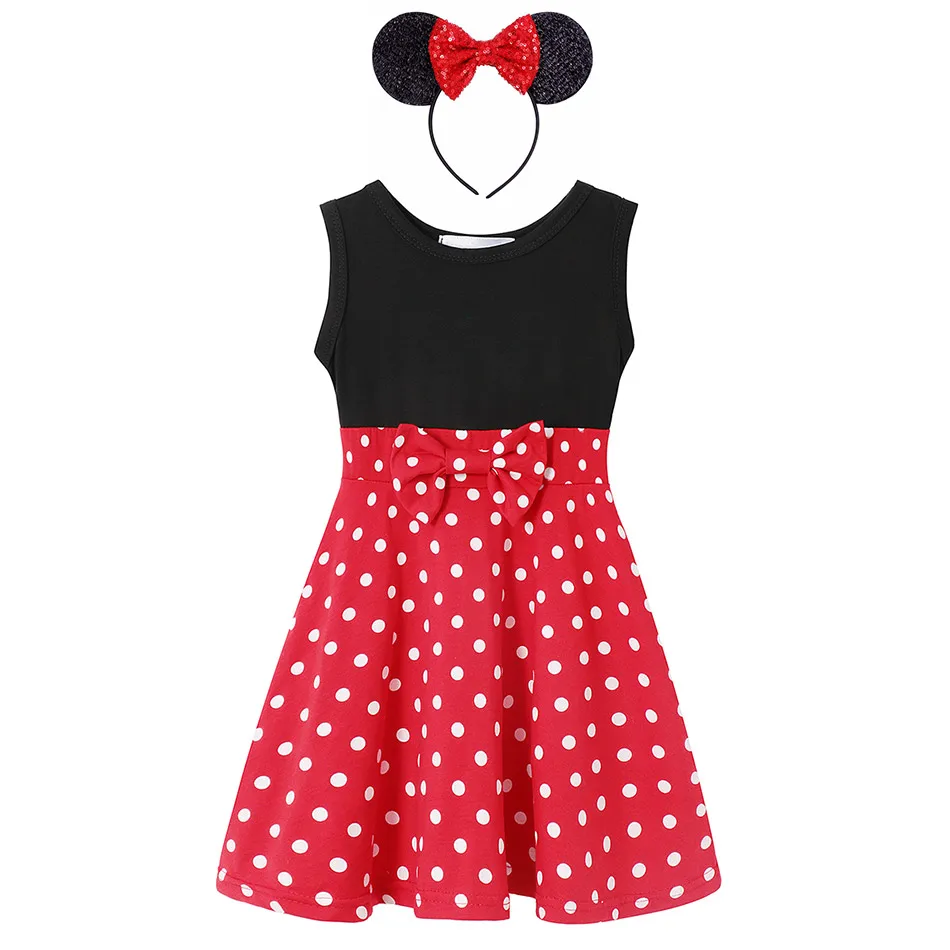 Милое платье для маленьких девочек с Минни Микки игровая одежда детское летнее