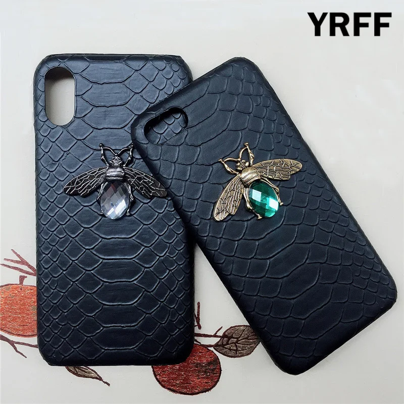 Металлический 3D чехол для телефона с Пчелкой и змеиной кожей iPhone X XS MAX XR оболочка