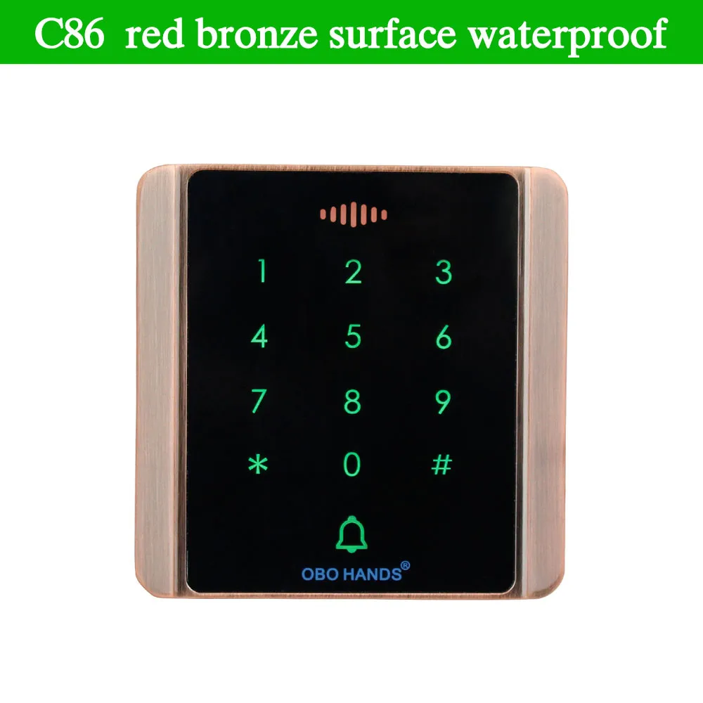 C86-Red OBO HANDS IP65 Водонепроницаемый Контроллер доступа считыватель 125 кГц RFID Клавиатура Цифровая клавиатура Металл сенсорный WG26/34 копия данных 8000 пользователей - Цвет: C86-Red