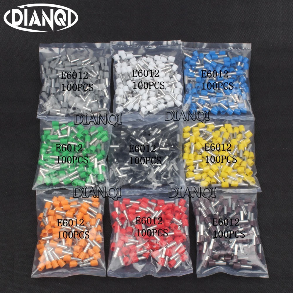 

DIANQI E6012 Tube insulating terminals 6MM2 100PCS/Pack Cable Wire Connector Insulating Crimp Terminal Insulated Connector E-