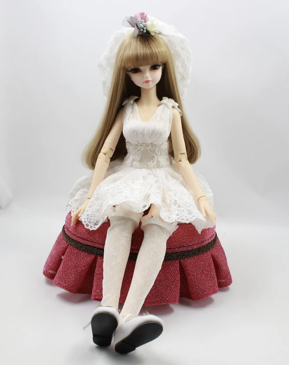 Фея мечты только для 1/4 bjd 45 см Кукольное свадебное платье белый головной убор