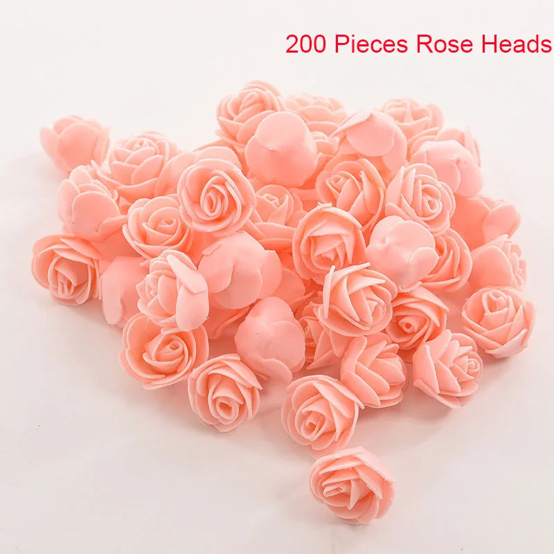 200PCS Rose pink 2 DIY Роза аксессуары в виде мишки мешок пены медведь плесень 200 шт PE искусственные розы цветок головы Роза медведь собака удачи плесень - Цвет: 200PCS Rose pink 2
