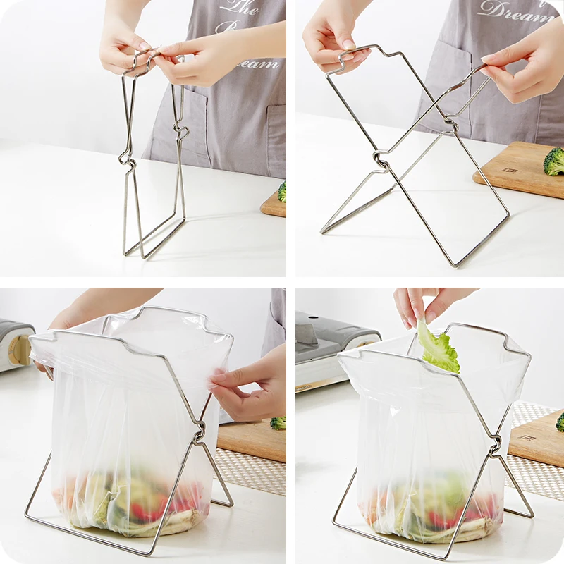 1 шт. Нержавеющая Складная мусорная полка для пакета тряпичная стойка кухонная