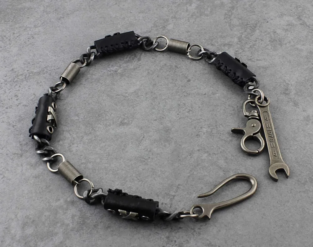 Мужской кожаный и металлический Брелок для ключей в джинсовом стиле|wallet chain|hook