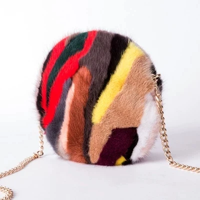 Real Mink hair fur bags women bag NEW chain shoulder winter plush handbags crossbody Girls party clutch purse multicolour | Багаж и сумки