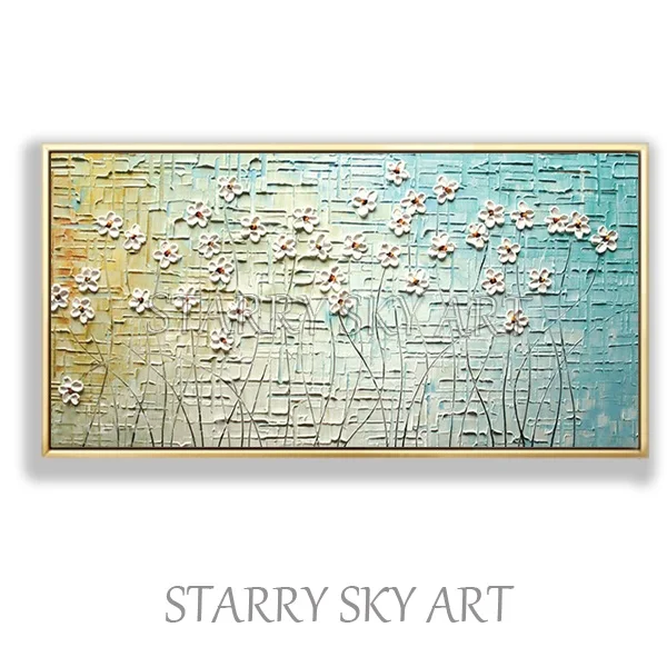 Flower Painting C Лучшая настенная живопись, ручная роспись, высокое качество, текстурированные современные цветы, акриловая живопись на холсте, акриловый нож, живопись для декора стен - Цвет: Flower Painting C