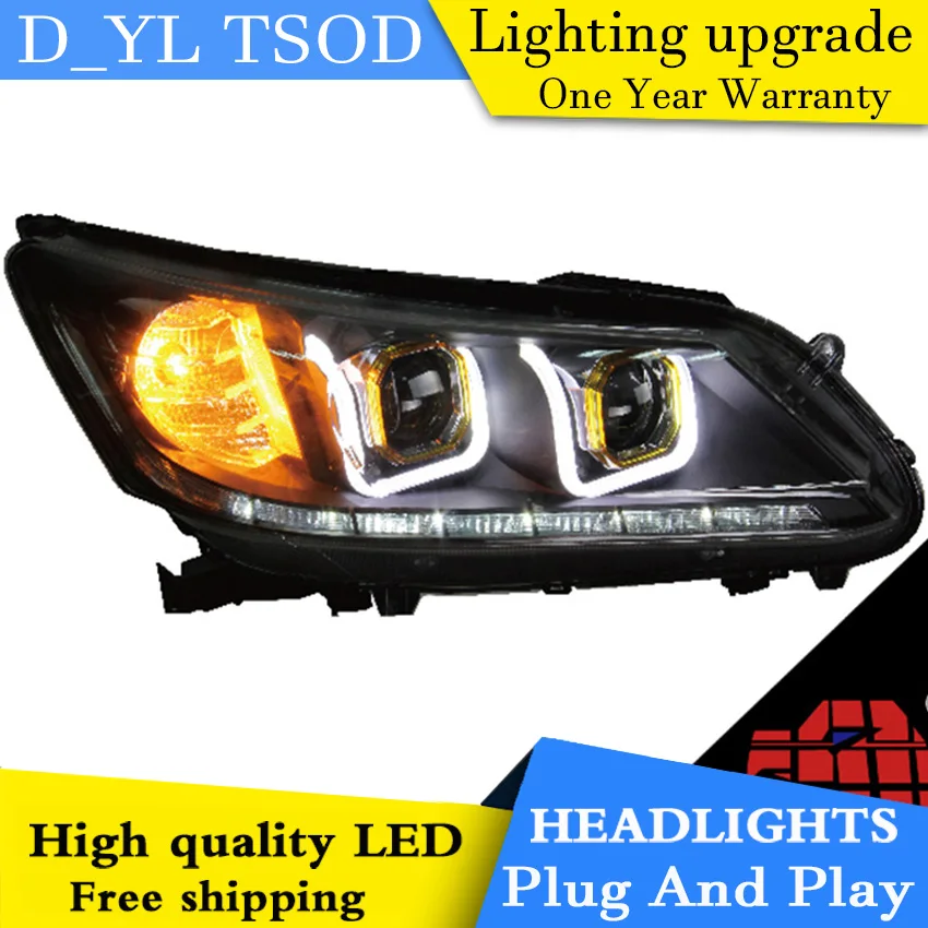 

Car Styling For honda accord headlights 2014-16 accord led headlight Head Lamp led drl projector headlight H7 hid Bi-Xenon Lens