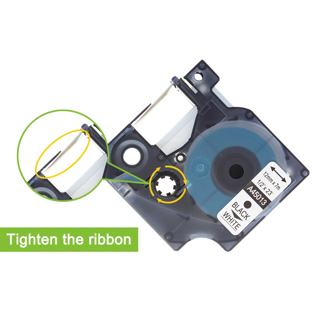2 упаковки черно белые пластиковые этикетки для принтеров DYMO D1 45013 12 мм * 7 м|dymo d1 label