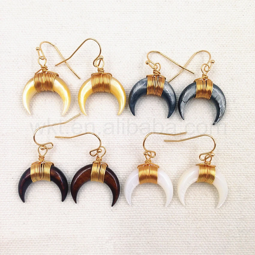 

WT-E239 Tiny shell earrings jewelry gold trim shell earrings mixed color shell earrings for women
